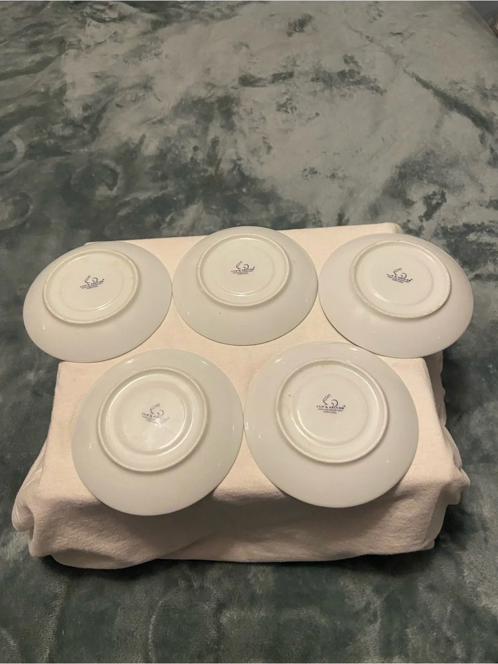 Delta White Espresso Cup and Saucer Set with Colorful Badge Accents - 5Pc